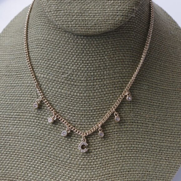 Women`s gold tone marked "whbm" letter C necklace. - Picture 1 of 6